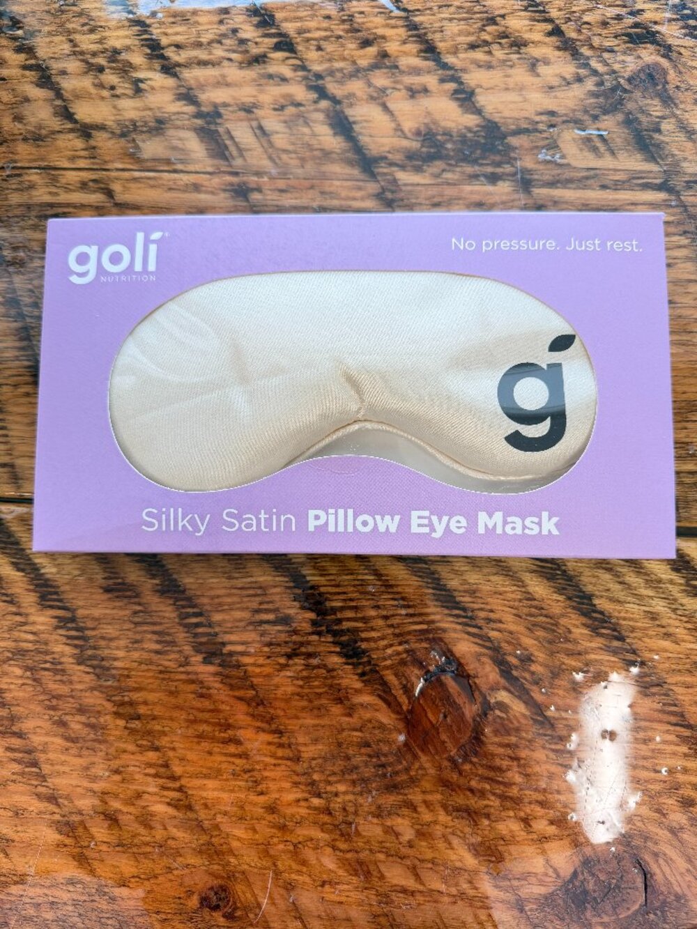 Goli Nutrition Silky Satin Pillow Eye Mask Champagne Sleep Mask NIB Beauty Mask
